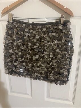 Zara Olive Green Sequin Mini Skirt